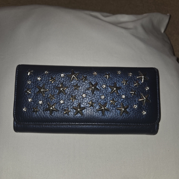 Jimmy Choo Handbags - Jimmy Choo Navy Blue Star Studded Long Wallet